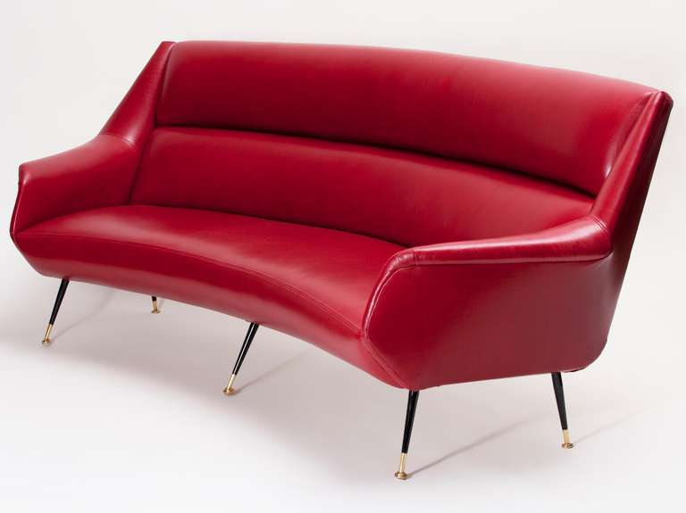 Mid-Century Modern Italian Modernist Leather Sofa