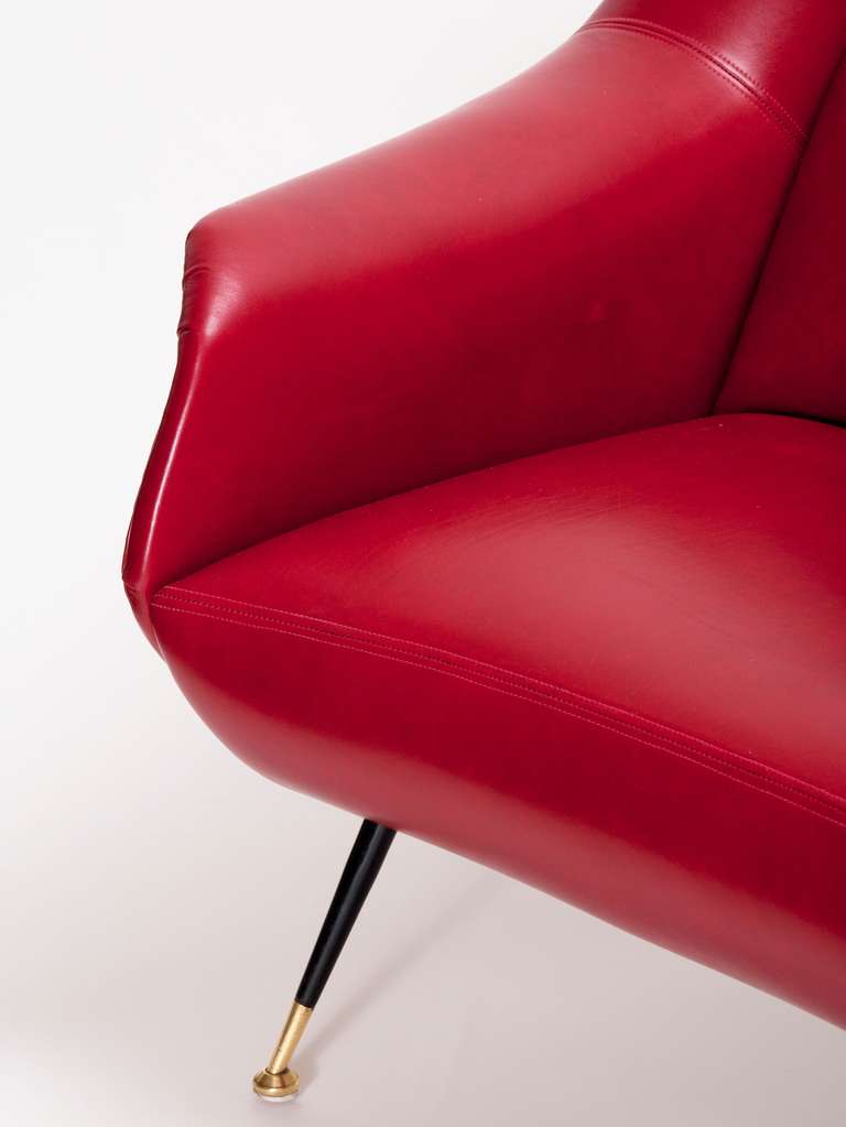 Mid-20th Century Italian Modernist Leather Sofa