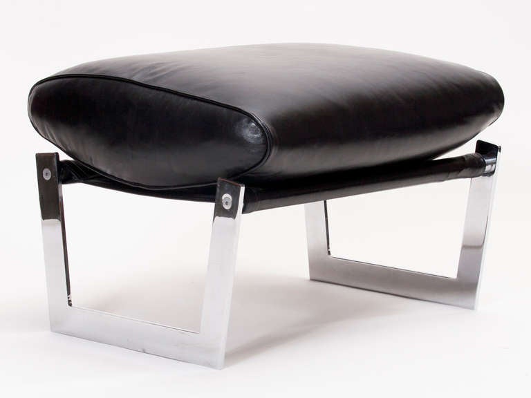 Modernist Leather Sling Chair with Ottoman at 1stDibs