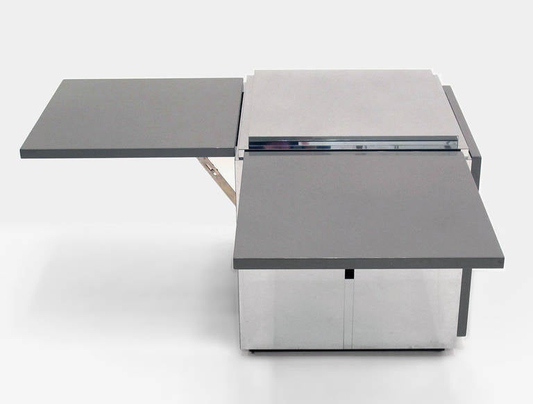 American Lacquered and Polished Steel Coffee Table