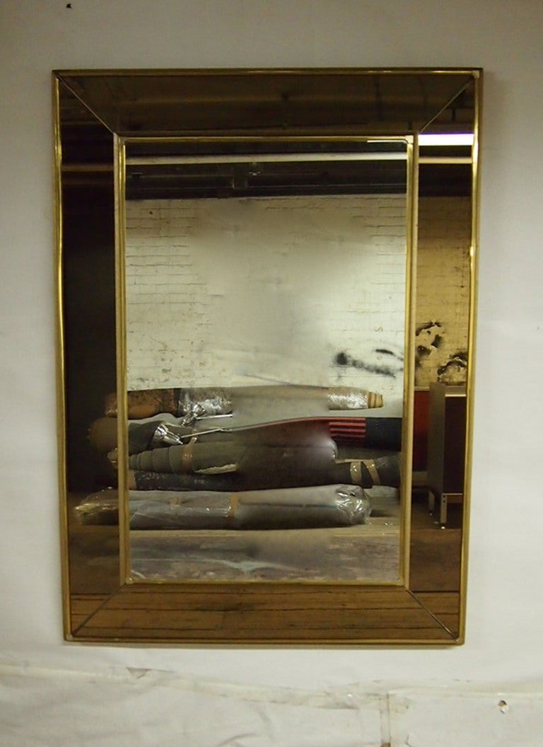 Large Dimensional Mirror with a Smoked Amber-Gold Surrounding C.1940 American In Good Condition In Jersey City, NJ