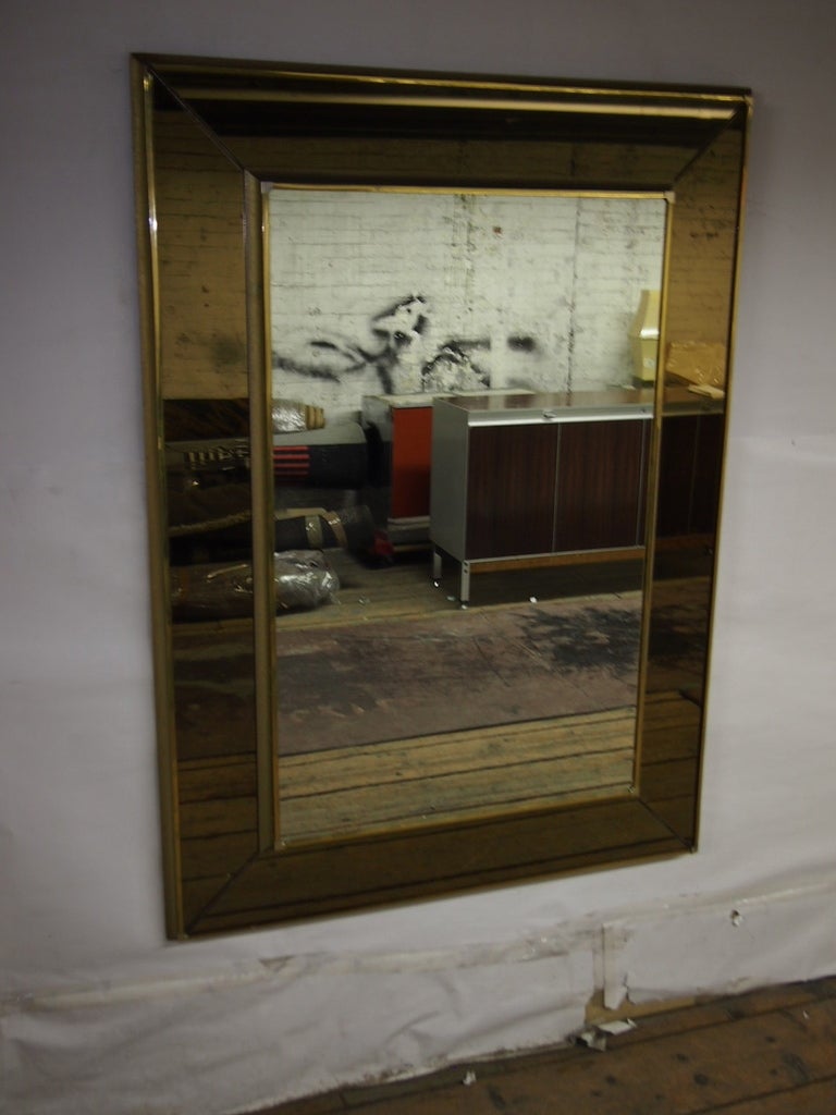Glass Large Dimensional Mirror with a Smoked Amber-Gold Surrounding C.1940 American