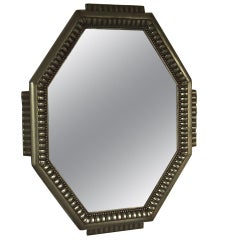 Octagonal Mirror with  Silver leaf frame  Circa 1930 Made in France