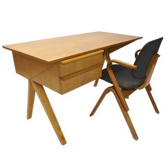 Set of Desk and Chair both bent wood design circa 1950
