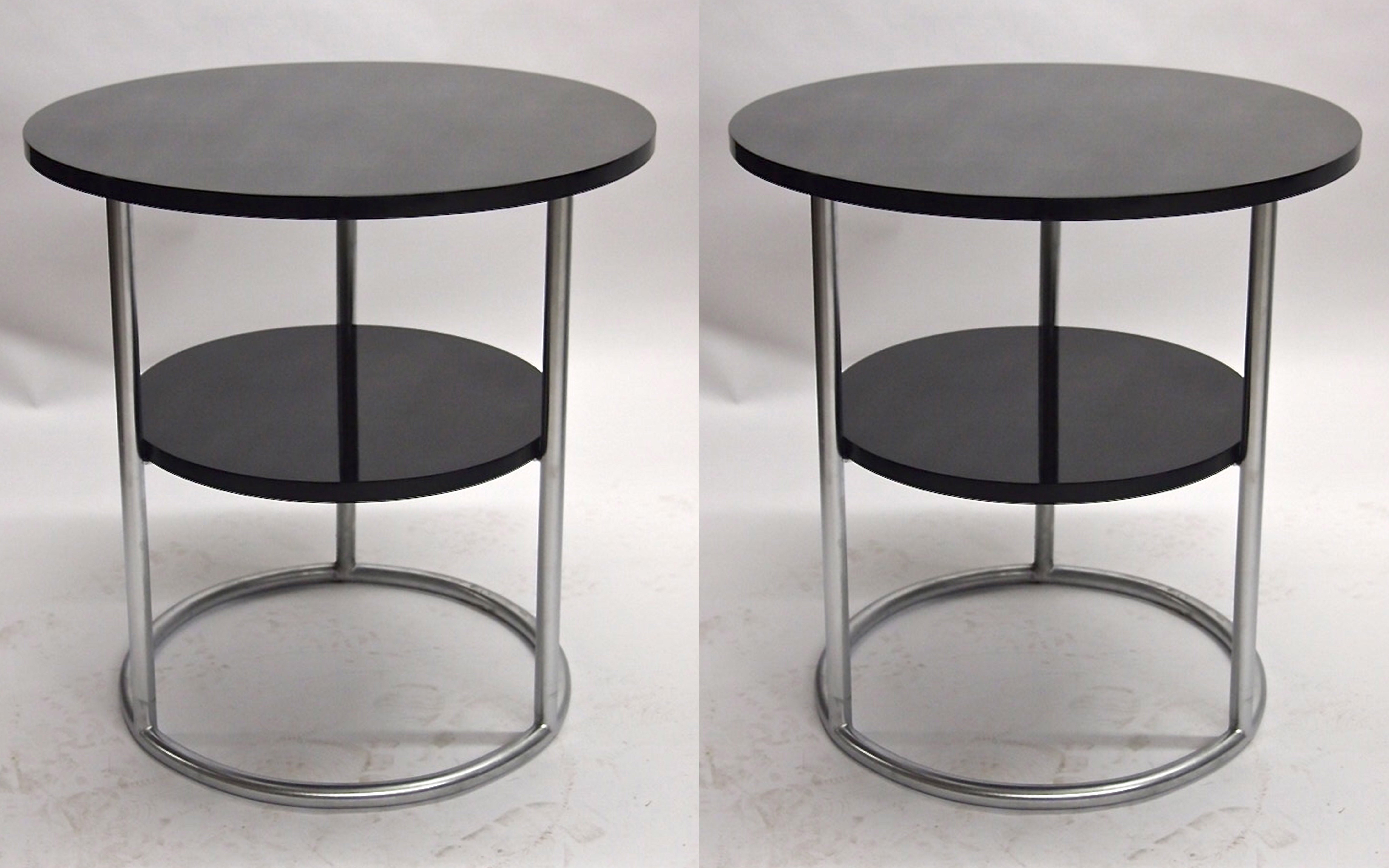 Pair of Side Tables Original Design 1930 by Thonet Made in USA, circa 1980