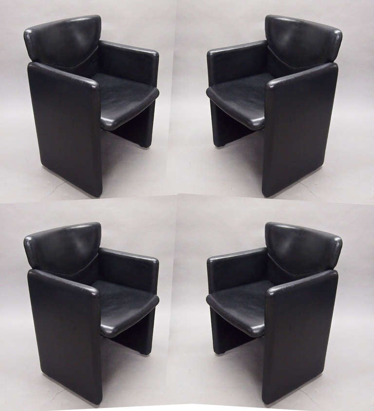 Four lounge Chairs by Grazzi+Bianchi for Enrico Pellizzoni circa1980 Italy 2