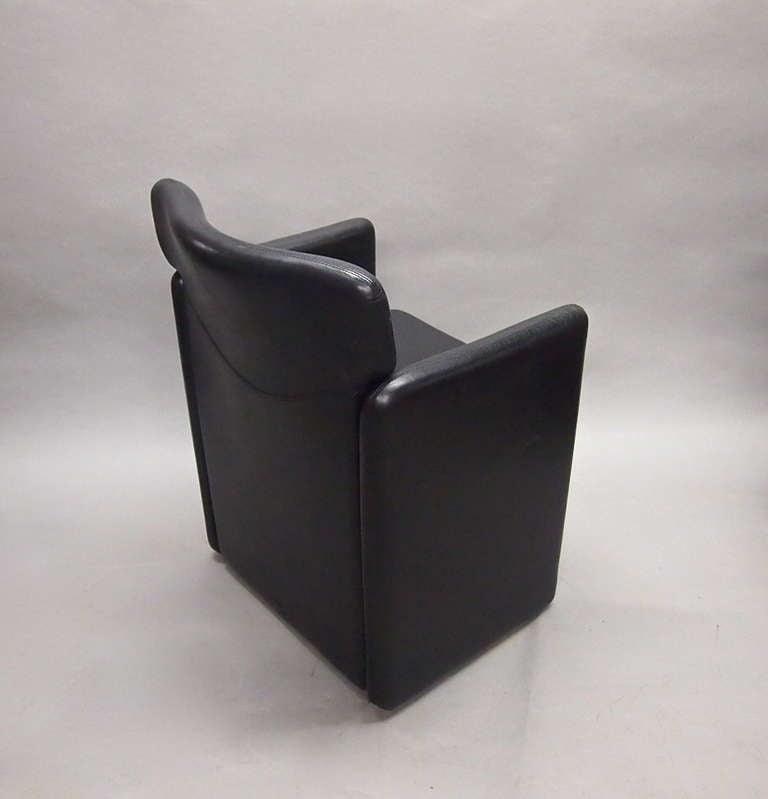 Leather Four lounge Chairs by Grazzi+Bianchi for Enrico Pellizzoni circa1980 Italy