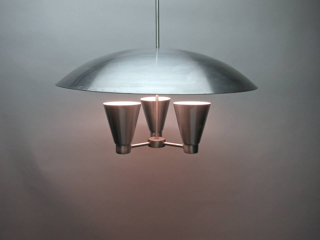 Enameled Ceiling Light Fixture in Spun Aluminum by Edward Wormley, USA, 1950s
