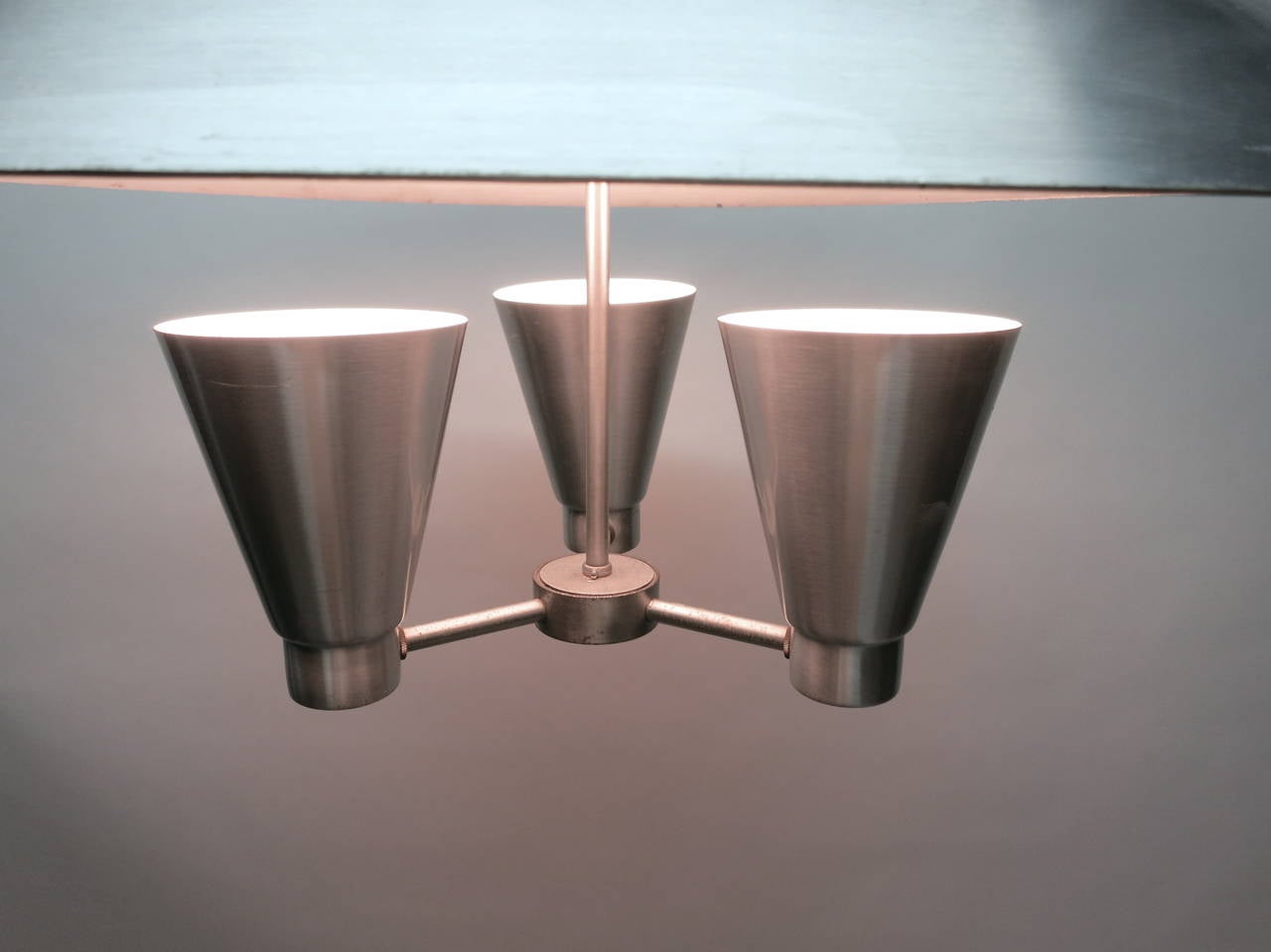 Ceiling Light Fixture in Spun Aluminum by Edward Wormley, USA, 1950s In Excellent Condition In Jersey City, NJ