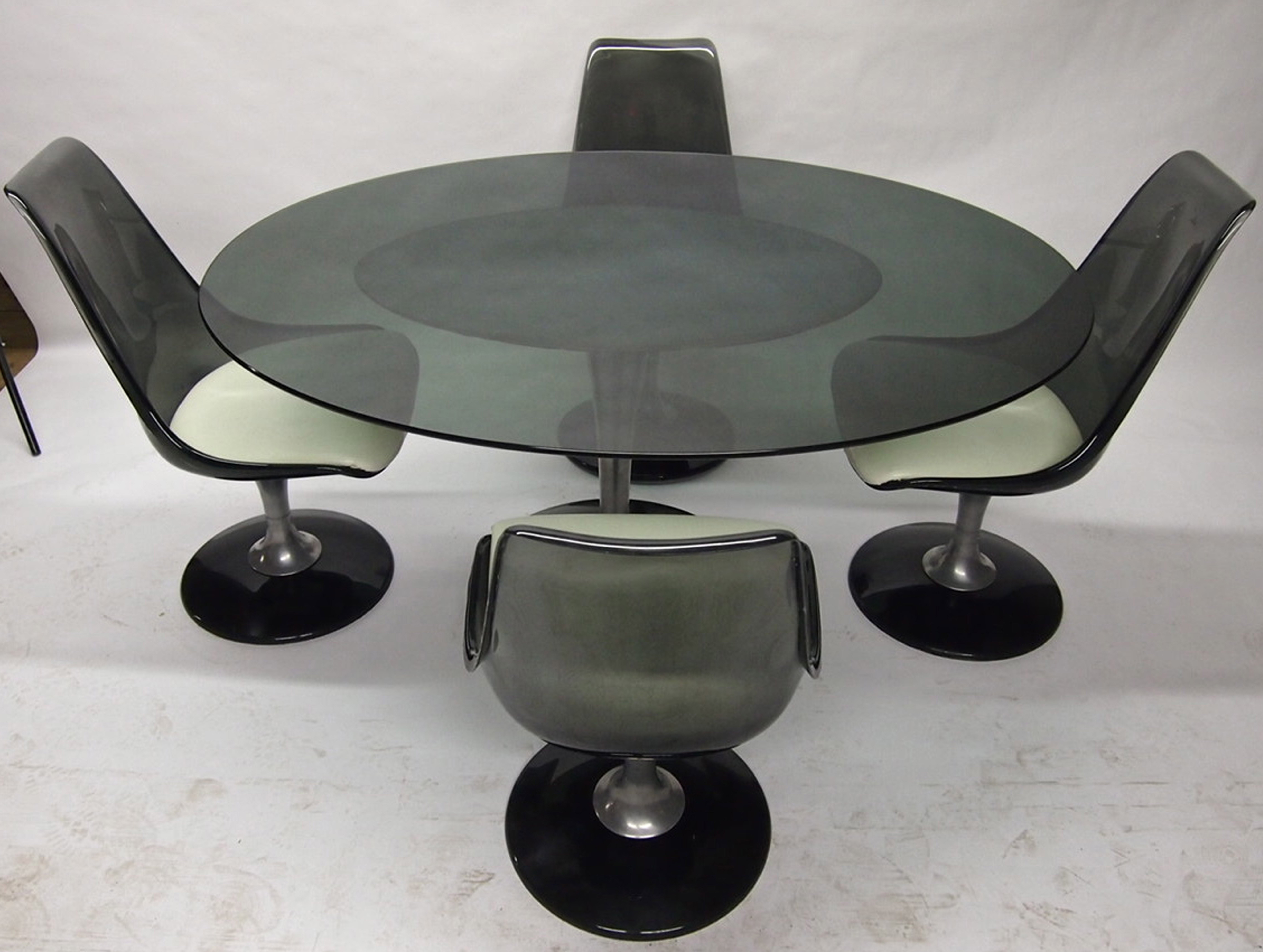 Oval Dining Set With Four Swivel Chairs by Chromcraft Circa 1970 American