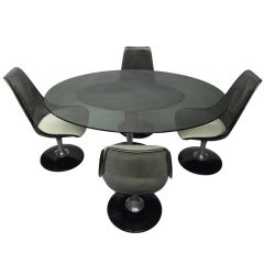 Used Oval Dining Set With Four Swivel Chairs by Chromcraft Circa 1970 American