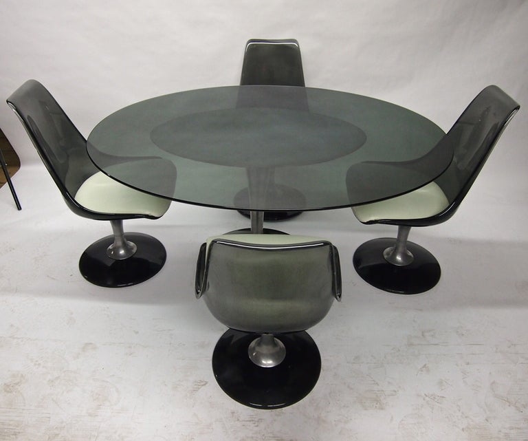 Oval Dining Set With Four Swivel Chairs by Chromcraft Circa 1970 American 3