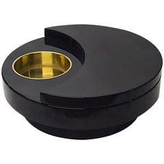 Round, Rotating Black Lacquer Coffee Table by Willy Rizzo Circa 1970 France