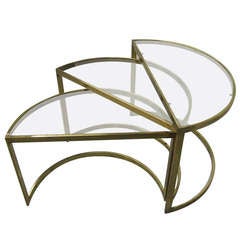 Set of Brass Nesting Tables Labeled Made in Italy circa 1960