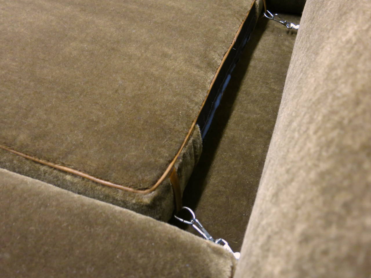 Vintage Sofa Recently Upholstered in Brown Mohair Circa 1975 Made in USA 2