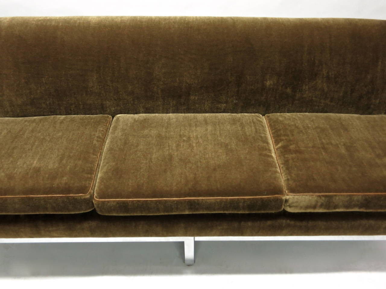 Vintage Sofa Recently Upholstered in Brown Mohair Circa 1975 Made in USA 1