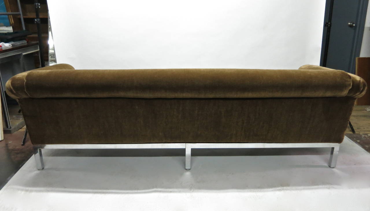 Vintage Sofa Recently Upholstered in Brown Mohair Circa 1975 Made in USA 4