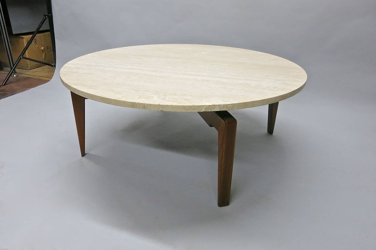 Rotating Coffee Table Labeled Jens Risom Design Inc. circa 1950, American In Excellent Condition In Jersey City, NJ