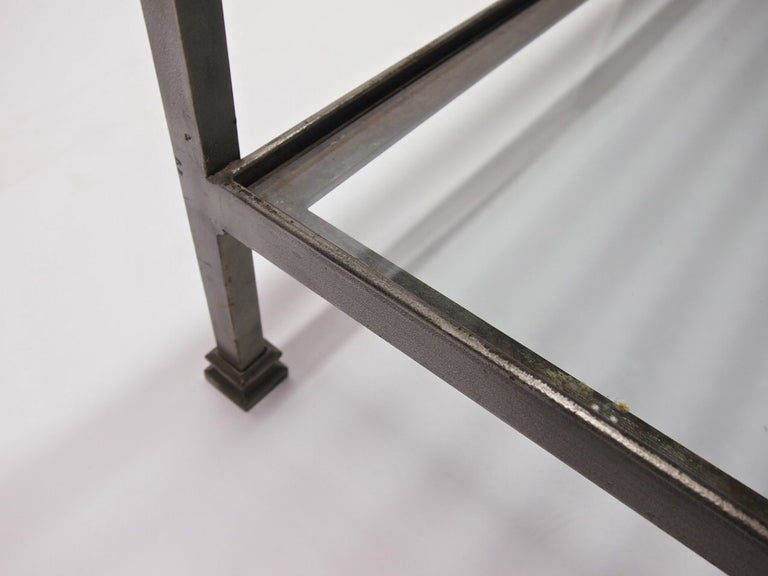 Glass Coffee Table in Solid Steel Circa 1980 American