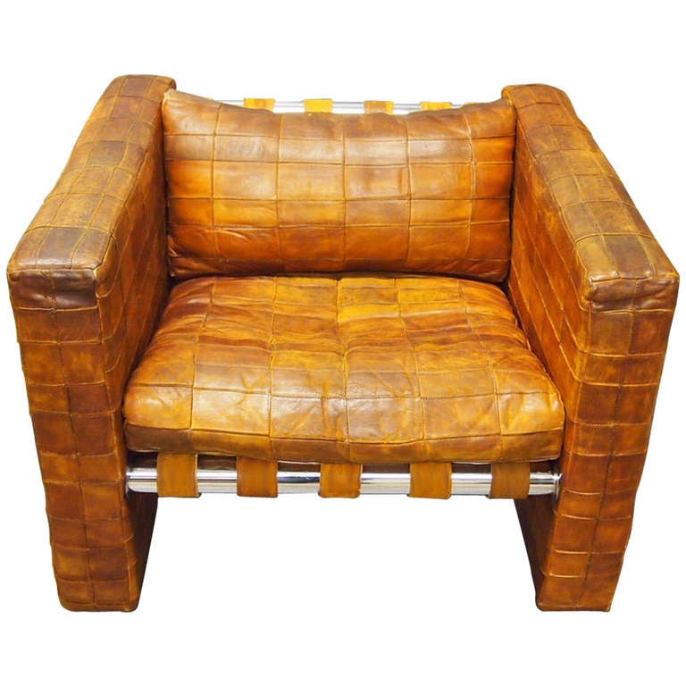Lounge Chair in Patchwork Leather by De Sede Circa 1970 Switzerland at 1stdibs