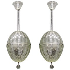 Pair of Glass Ceiling Fixtures by Barovier Made in Italy, circa 1935
