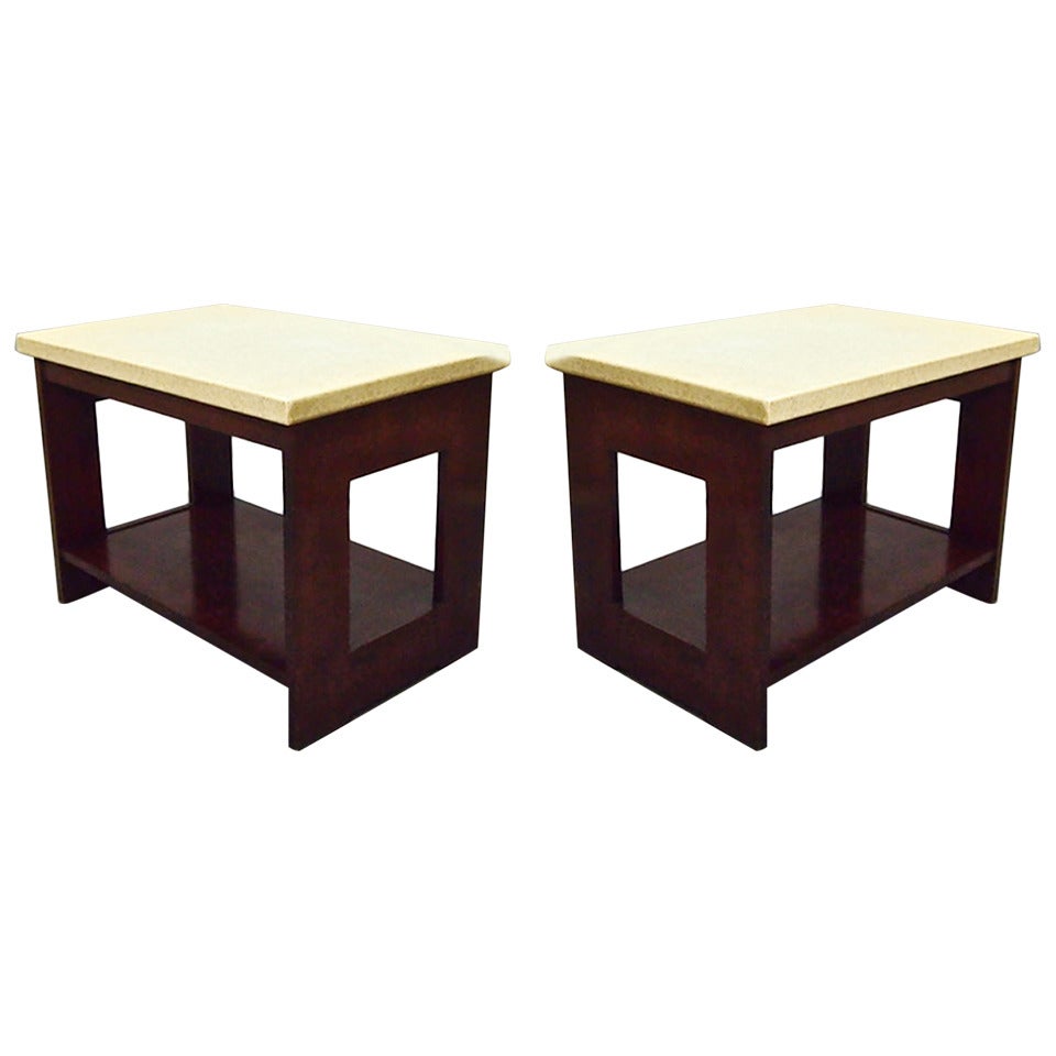 Pair of Cork Top Side Tables by Paul Frankl  circa 1940 American