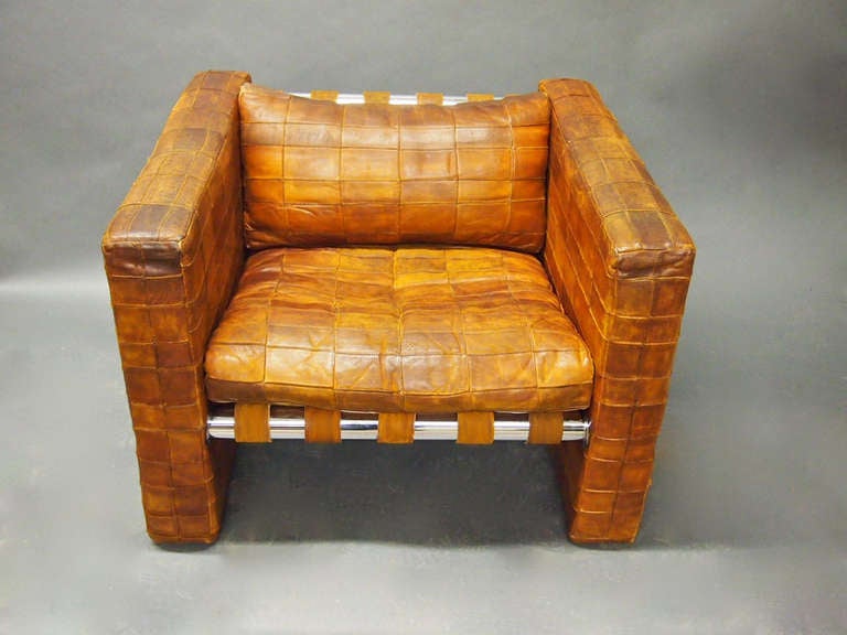 Lounge Chair in Patchwork Leather by De Sede Circa 1970 Switzerland at