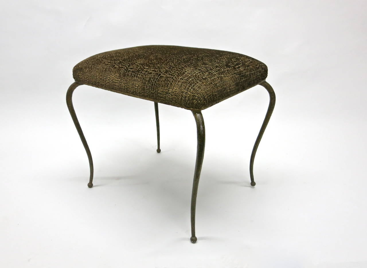 Early Hand-Hammered Stool by René Prou, circa 1928 Made in France In Excellent Condition In Jersey City, NJ