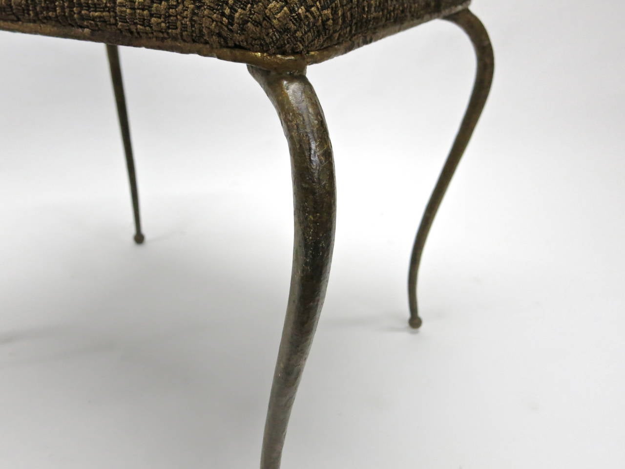 20th Century Early Hand-Hammered Stool by René Prou, circa 1928 Made in France