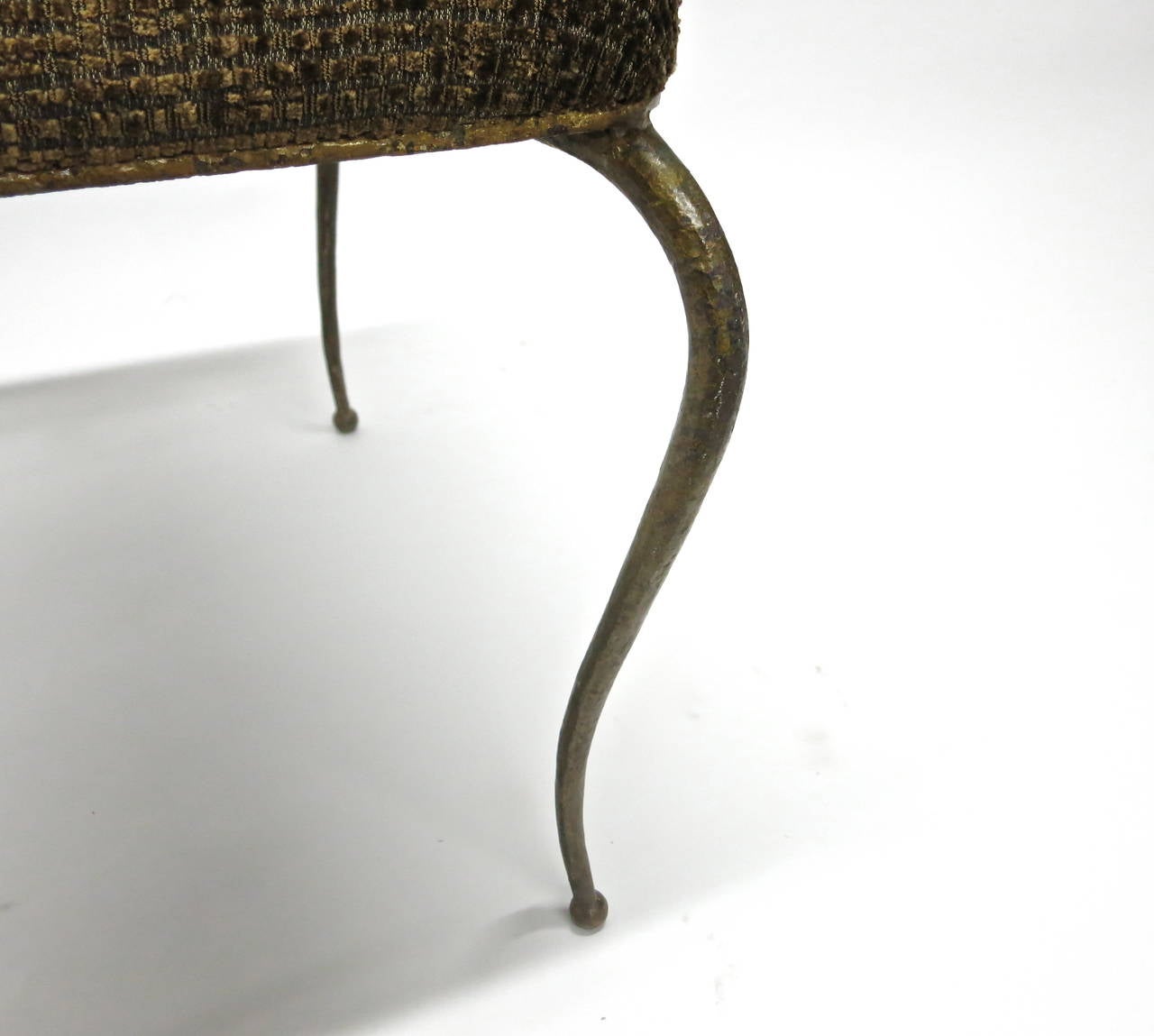 Bronze Early Hand-Hammered Stool by René Prou, circa 1928 Made in France