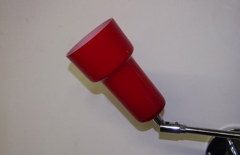 Three Arm Wall Light with cased glass shades circa 1970 Made in USA For Sale at 1stdibs