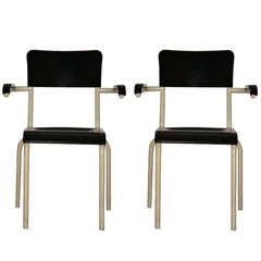 Pair of Arm Chairs Designed in 1947 by Rene Herbst Made in France