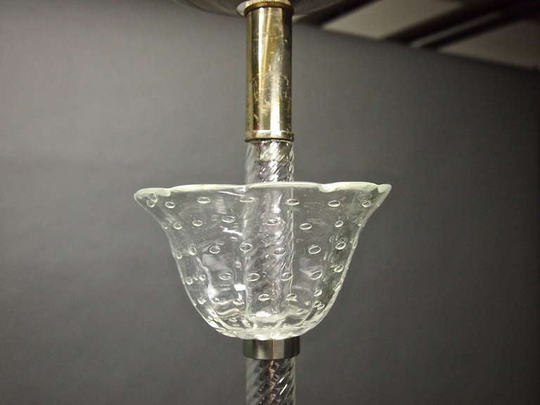 Art Deco Pair of Glass Ceiling Fixtures by Barovier Made in Italy, circa 1935