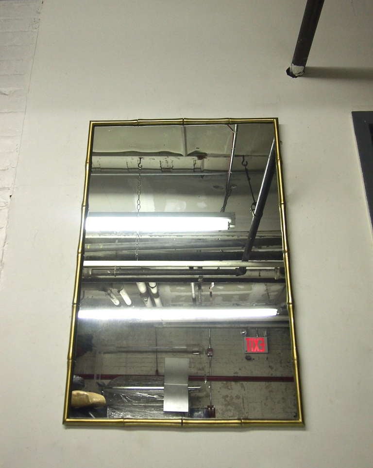 Mid-Century Modern Mirror in Solid Brass Faux Bamboo by La Barge circa 1960 Canada