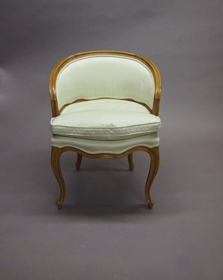 18th Century and Earlier Single Louis XV Style Boudoir Chair by Carlhion of Paris Circa 1960 France