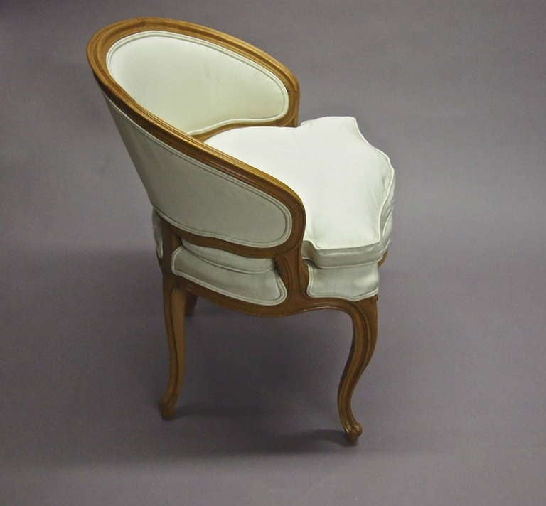 French Single Louis XV Style Boudoir Chair by Carlhion of Paris Circa 1960 France