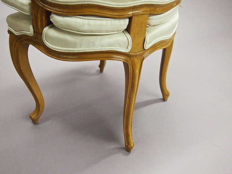 Wood Single Louis XV Style Boudoir Chair by Carlhion of Paris Circa 1960 France