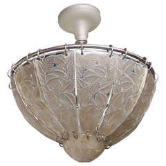 "Feuilles de Charmes" Ceiling Fixture Signed R. Lalique, Designed 1921 France