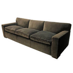 Custom Made Sofa in Brown Velvet Made 1990 by Jonas NYC
