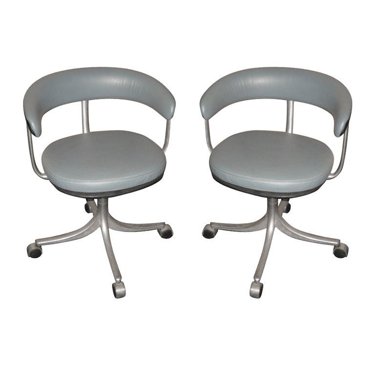 Pair Of Desk Chairs Signed Jorgen Rasmussen, Made In Denmark