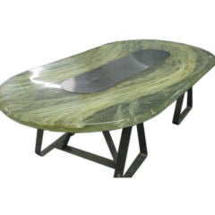 OVAL DINING / CONFERNCE TABLE SIGNED CHARBIN 1960S FRENCH