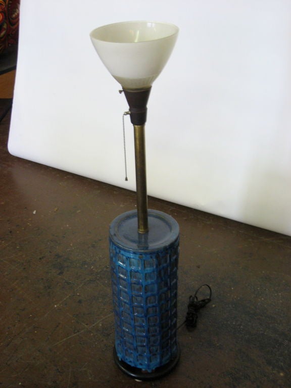 Ceramic Table Lamp by Paul Laszlo with Shade by Maria Kipp Circa 1950