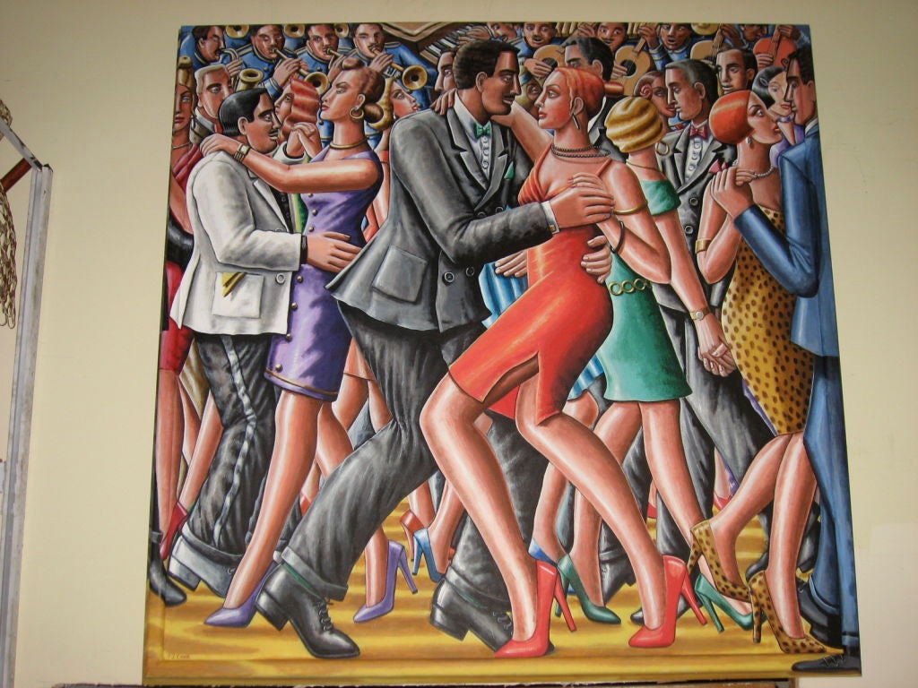 Modern Acrylic on Canvas Signed P.J. Crook Named Tango 1998 England