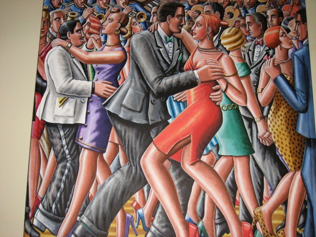 English Acrylic on Canvas Signed P.J. Crook Named Tango 1998 England