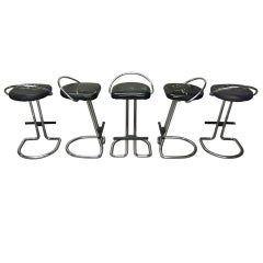 Set of Five Stools All Signed Made in Italy Circa 1965