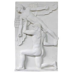 Wall Mount Sculpture in Molded Plaster, circa 1960