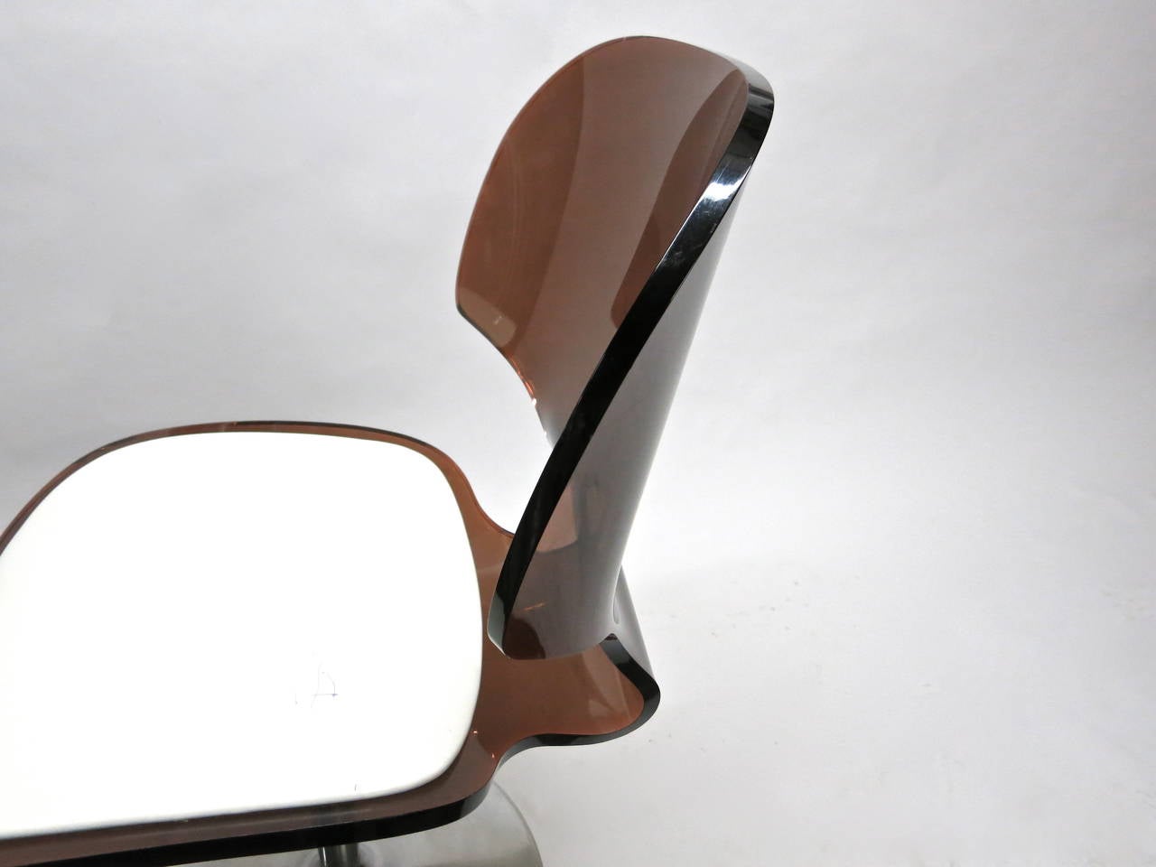 20th Century Pair of Swivel Chairs in Smoked Lucite, circa 1970