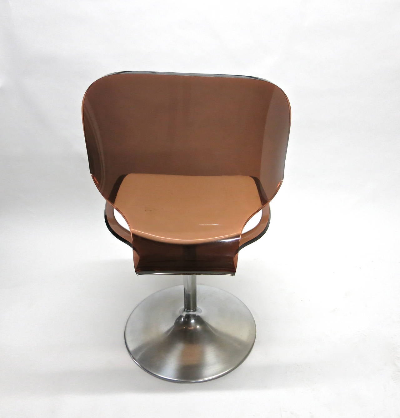 Pair of Swivel Chairs in Smoked Lucite, circa 1970 3