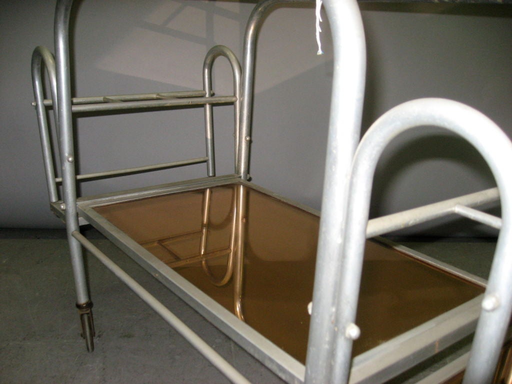 Mid-20th Century French Deco Bar Cart with Mirrored Glass Tray, circa 1930