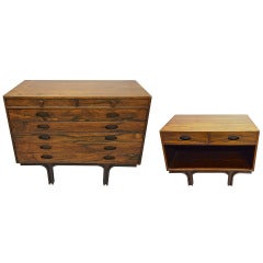 Chest of Drawers with side stand by Frattini for Bernini circa 1960 Italian